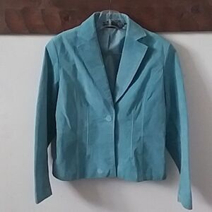 Suede Relativity Blazer Women's Jacket Sky Blue Fitted One Closure Y2K Fitted M